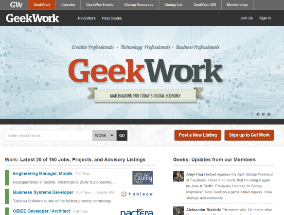 GeekWork home page